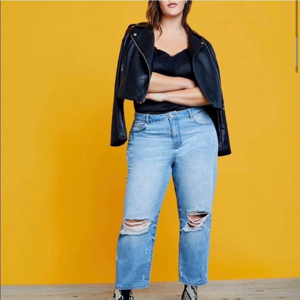ELOQUII x R29 Distressed Mom Jeans